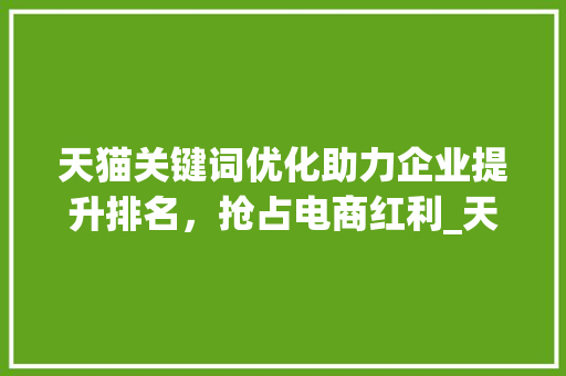 天猫关键词优化助力企业提升排名，抢占电商红利_天猫关键词优化公司排名