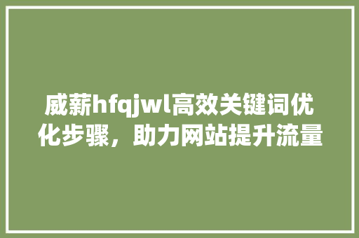 威薪hfqjwl高效关键词优化步骤，助力网站提升流量与排名_网站关键词优化威薪hfqjwl