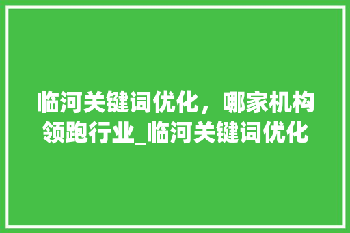 临河关键词优化，哪家机构领跑行业_临河关键词优化哪家好