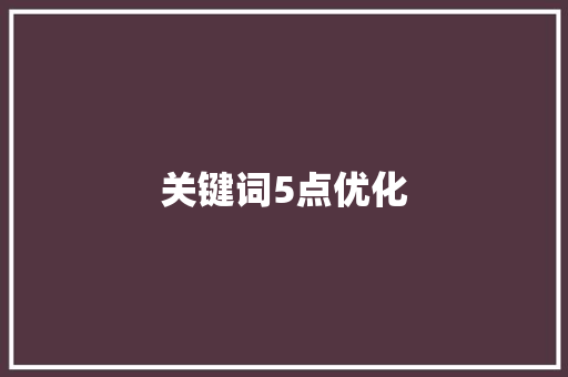关键词5点优化