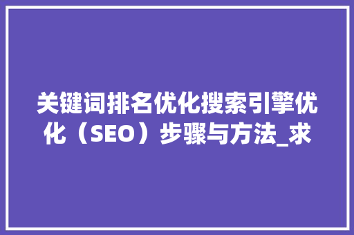 关键词排名优化搜索引擎优化（SEO）步骤与方法_求关键词排名优化