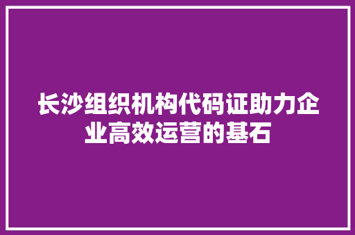 长沙组织机构代码证助力企业高效运营的基石