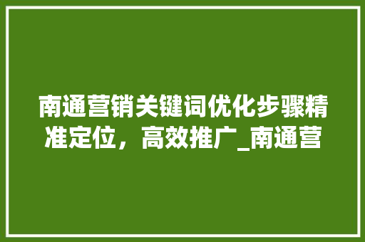 南通营销关键词优化步骤精准定位，高效推广_南通营销关键词优化方法