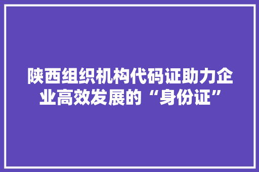 陕西组织机构代码证助力企业高效发展的“身份证”