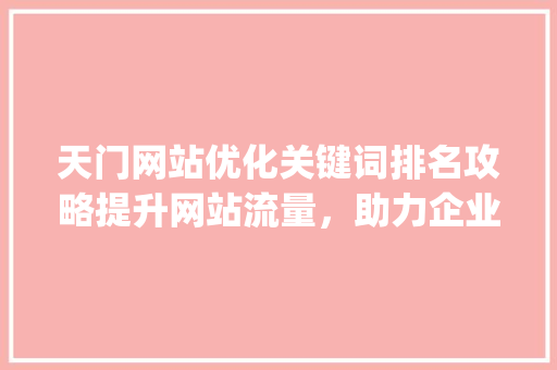 天门网站优化关键词排名攻略提升网站流量，助力企业腾飞_天门网站优化关键词排名