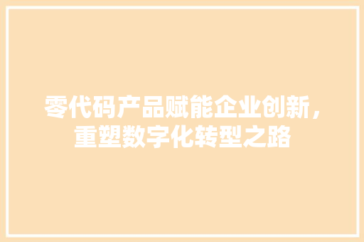 零代码产品赋能企业创新，重塑数字化转型之路