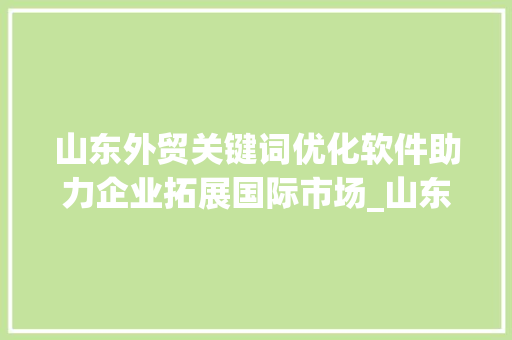 山东外贸关键词优化软件助力企业拓展国际市场_山东外贸关键词优化软件