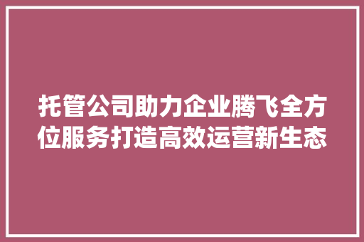 托管公司助力企业腾飞全方位服务打造高效运营新生态_关键词优化托管公司
