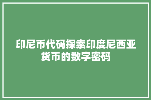 印尼币代码探索印度尼西亚货币的数字密码