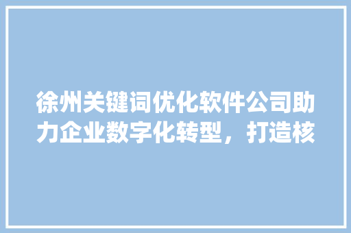 徐州关键词优化软件公司助力企业数字化转型，打造核心竞争力_徐州关键词优化软件公司