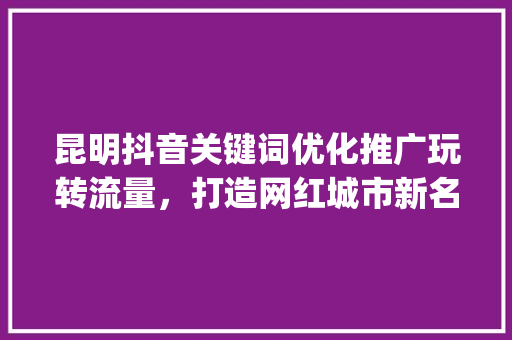昆明抖音关键词优化推广玩转流量，打造网红城市新名片_昆明抖音关键词优化推广  第1张