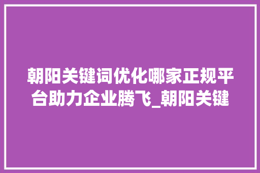 朝阳关键词优化哪家正规平台助力企业腾飞_朝阳关键词优化谁家正规