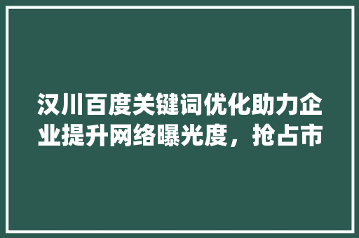 汉川百度关键词优化助力企业提升网络曝光度，抢占市场先机_汉川百度关键词优化