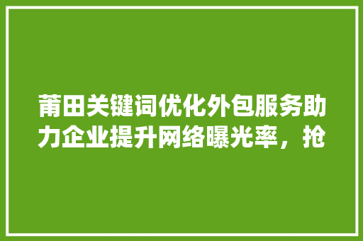 莆田关键词优化外包服务助力企业提升网络曝光率，抢占市场先机_莆田关键词优化外包服务