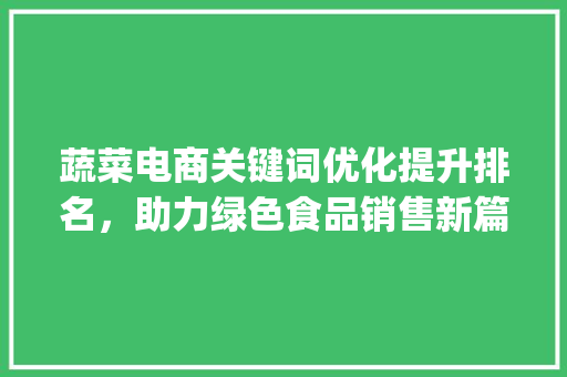 蔬菜电商关键词优化提升排名，助力绿色食品销售新篇章_蔬菜电商关键词优化排名