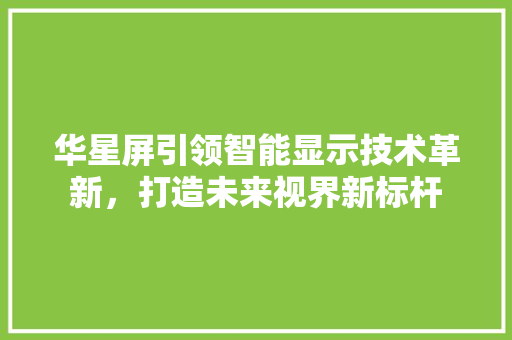 华星屏引领智能显示技术革新，打造未来视界新标杆