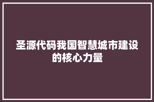 圣源代码我国智慧城市建设的核心力量