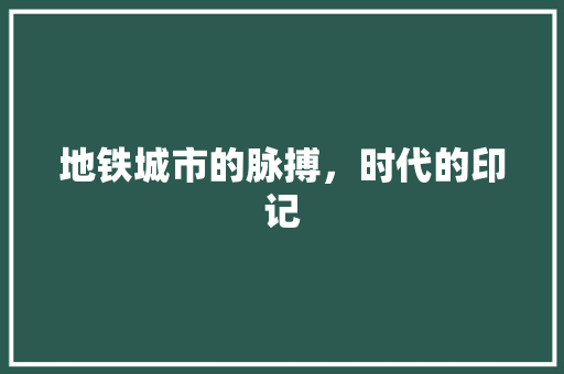 地铁城市的脉搏，时代的印记