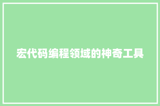 宏代码编程领域的神奇工具