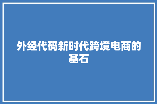 外经代码新时代跨境电商的基石