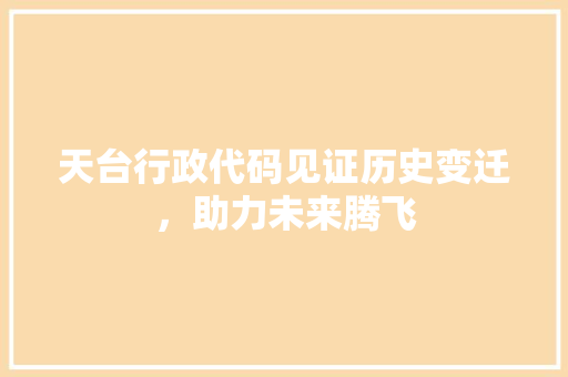 天台行政代码见证历史变迁，助力未来腾飞