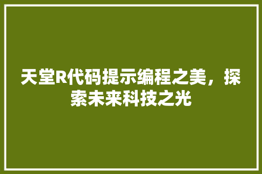 天堂R代码提示编程之美，探索未来科技之光