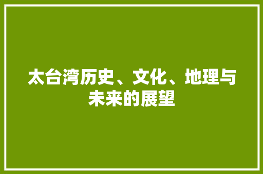太台湾历史、文化、地理与未来的展望