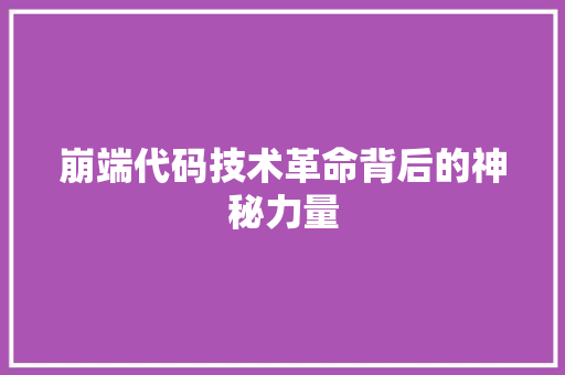 崩端代码技术革命背后的神秘力量