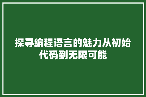 探寻编程语言的魅力从初始代码到无限可能