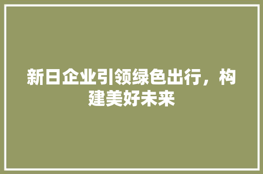 新日企业引领绿色出行，构建美好未来