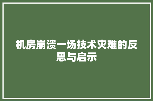 机房崩溃一场技术灾难的反思与启示