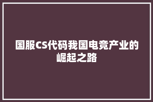 国服CS代码我国电竞产业的崛起之路