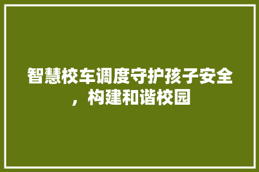 智慧校车调度守护孩子安全，构建和谐校园