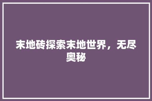 末地砖探索末地世界，无尽奥秘