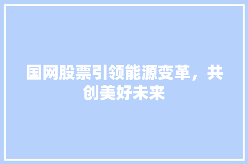 国网股票引领能源变革，共创美好未来