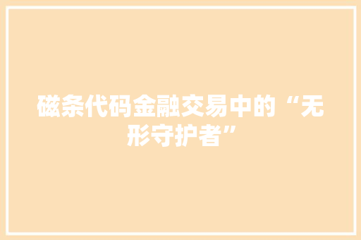 磁条代码金融交易中的“无形守护者”