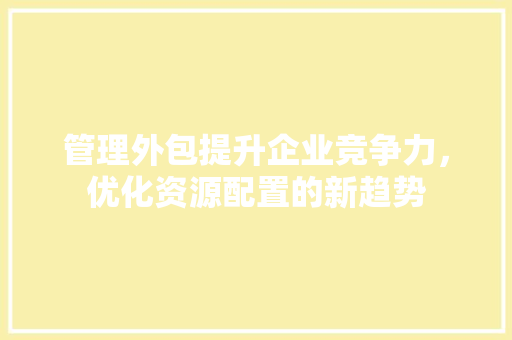 管理外包提升企业竞争力，优化资源配置的新趋势