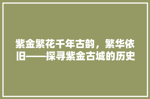 紫金繁花千年古韵，繁华依旧——探寻紫金古城的历史与文化