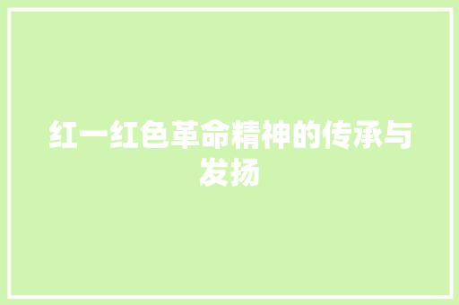 红一红色革命精神的传承与发扬