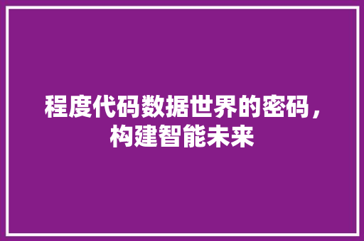 程度代码数据世界的密码，构建智能未来