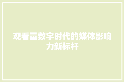 观看量数字时代的媒体影响力新标杆