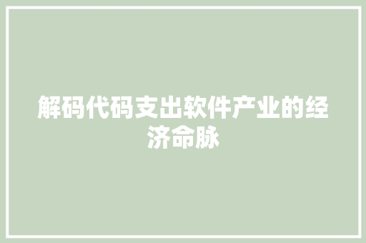 解码代码支出软件产业的经济命脉