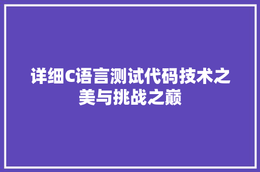 详细C语言测试代码技术之美与挑战之巅