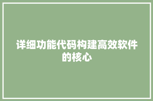 详细功能代码构建高效软件的核心