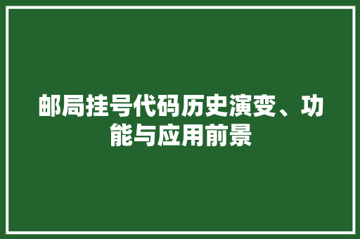 邮局挂号代码历史演变、功能与应用前景