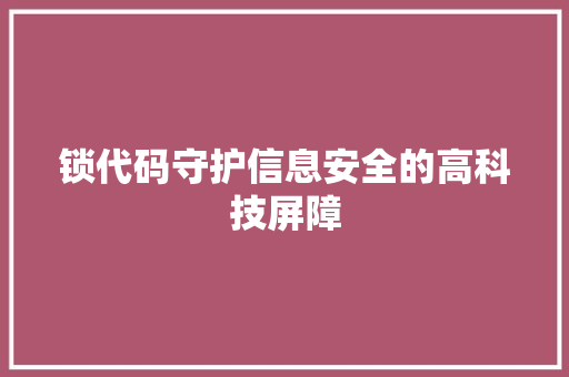 锁代码守护信息安全的高科技屏障