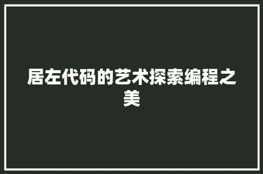 居左代码的艺术探索编程之美