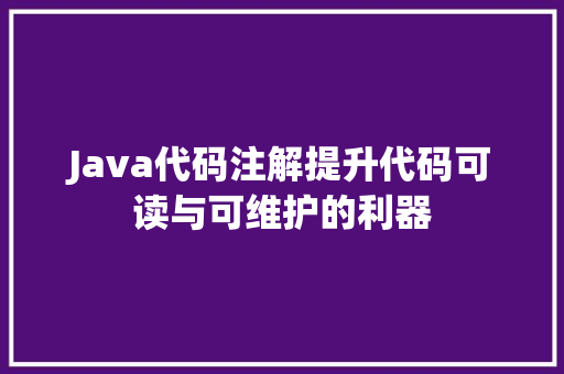Java代码注解提升代码可读与可维护的利器