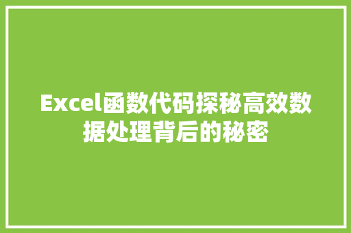 Excel函数代码探秘高效数据处理背后的秘密  第1张
