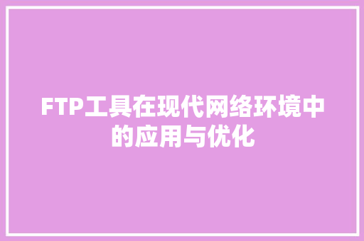 FTP工具在现代网络环境中的应用与优化